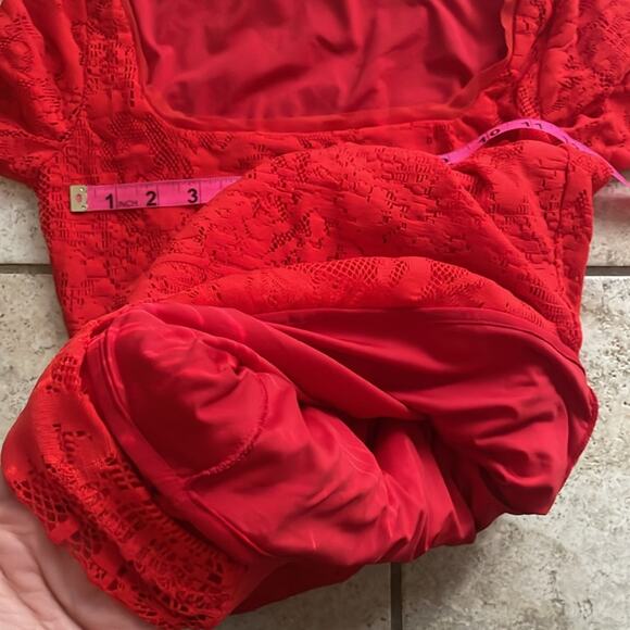 Fuzzi Tattoo Lace Fitted Square Neck Bodycon Dress - Picture 15 of 16